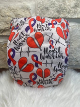Load image into Gallery viewer, One Size Pocket "Heart Warrior"-In Stock (donation diaper)