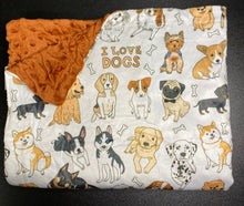 Load image into Gallery viewer, Minky Blanket “Love Dogs”-In Stock
