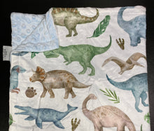 Load image into Gallery viewer, Minky Blanket &quot;Watercolor Dinosaur”-In Stock
