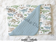 Load image into Gallery viewer, Minky Blanket &quot;Watercolor Dinosaur”-In Stock
