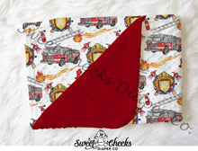 Load image into Gallery viewer, Minky Blanket “Firefighter”-In Stock
