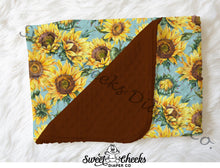 Load image into Gallery viewer, Minky Blanket &quot;Golden Sunflower”- In Stock
