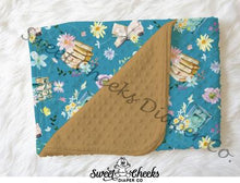 Load image into Gallery viewer, Minky Blanket &quot;Floral Books&quot;-In Stock
